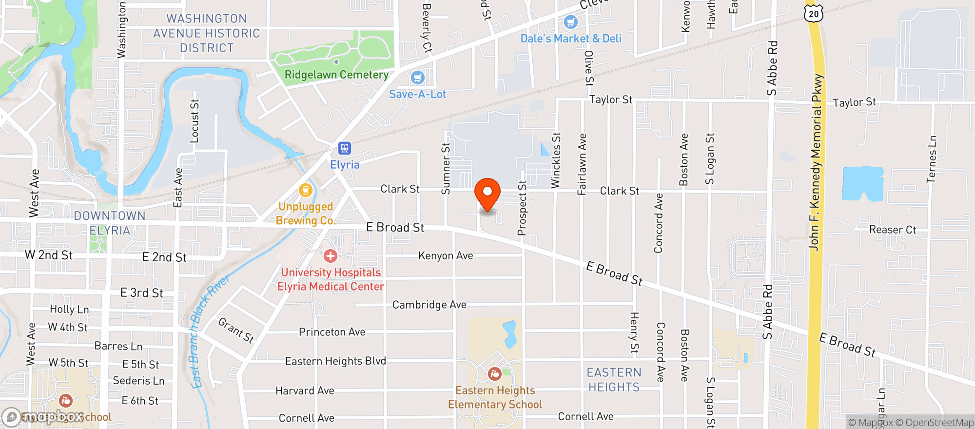 Map showing Knights Of Columbus Ely