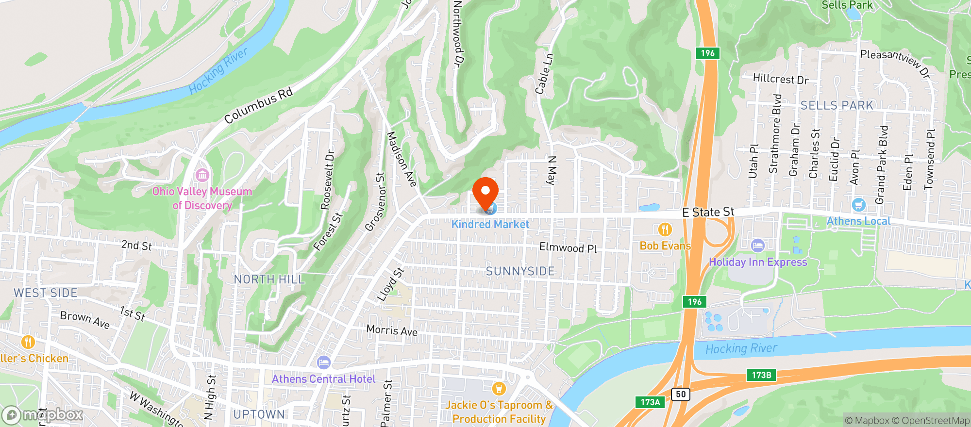 Map showing Kindred Market
