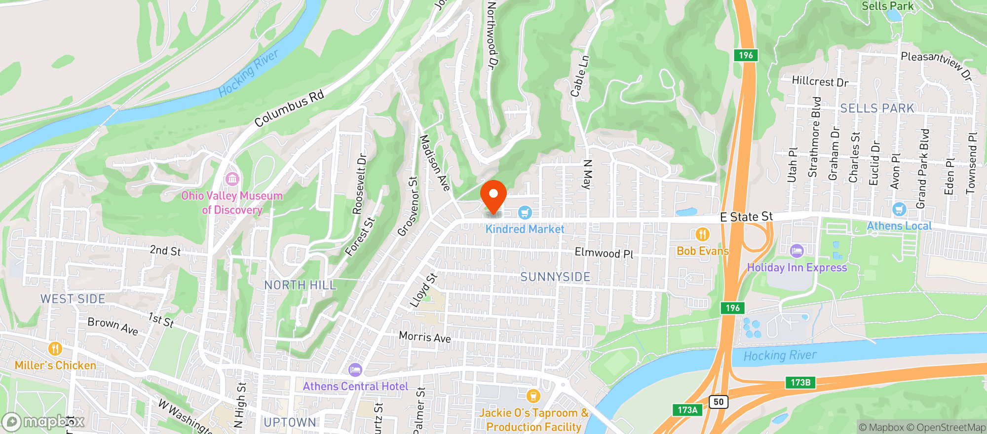 Map showing Village Bakery & Cafe