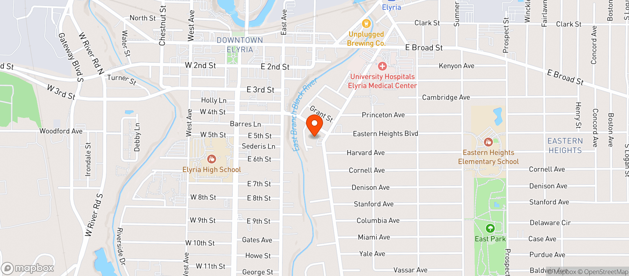 Map showing East River Convenient