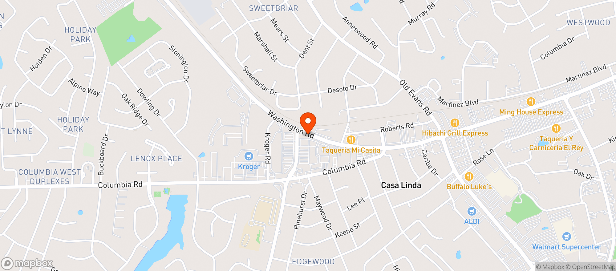 Map showing Monterrey Mexican Restaurant