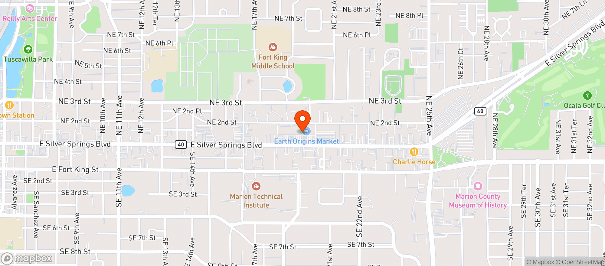 Map showing EARTH ORIGINS MARKET (OCALA, FL)