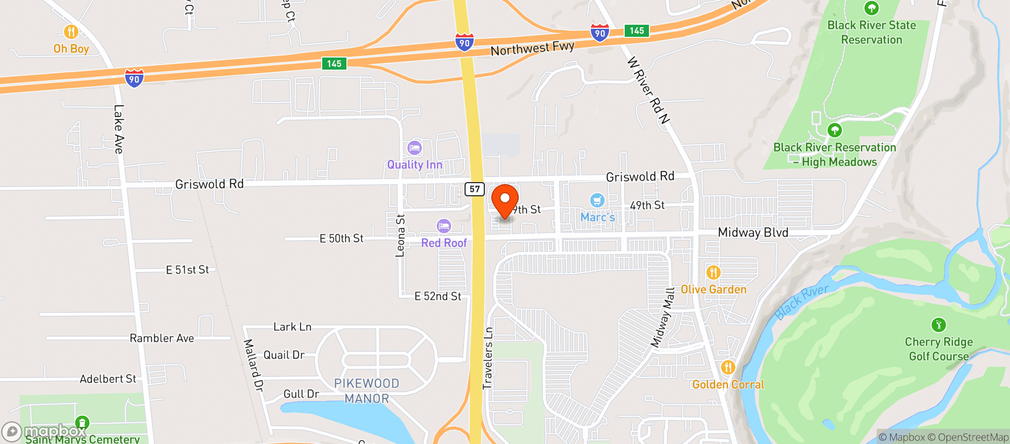 Map showing Getgo 3225 Midway