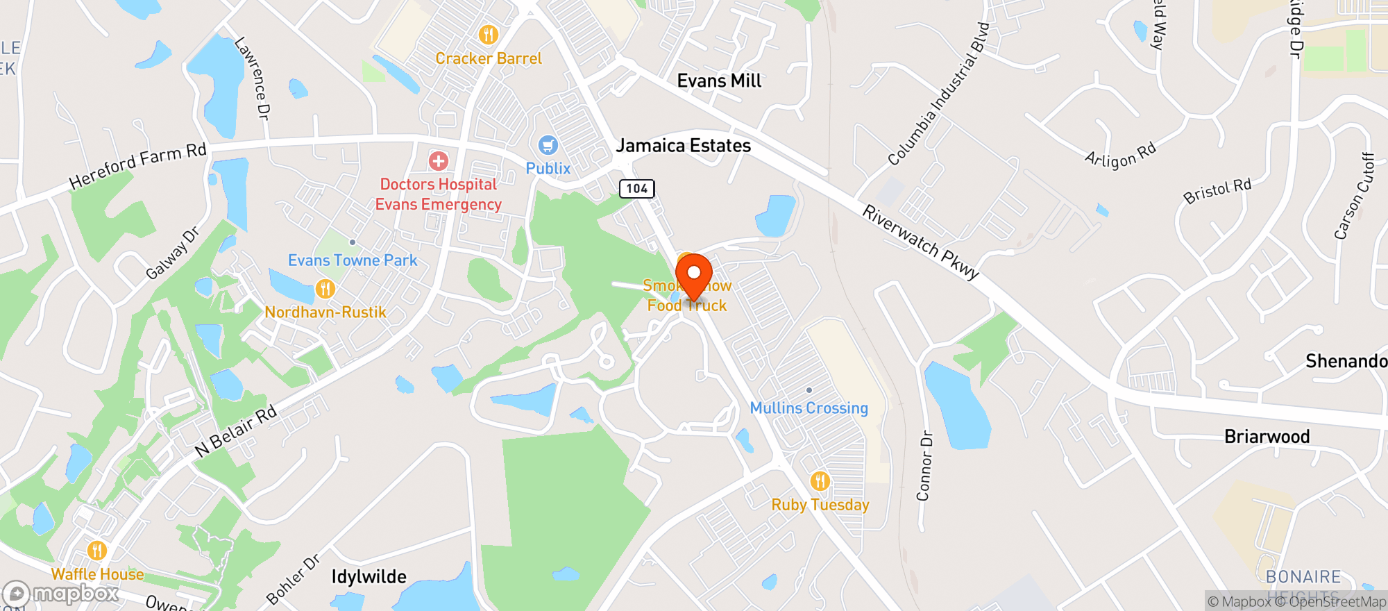 Map showing Target - Evans
