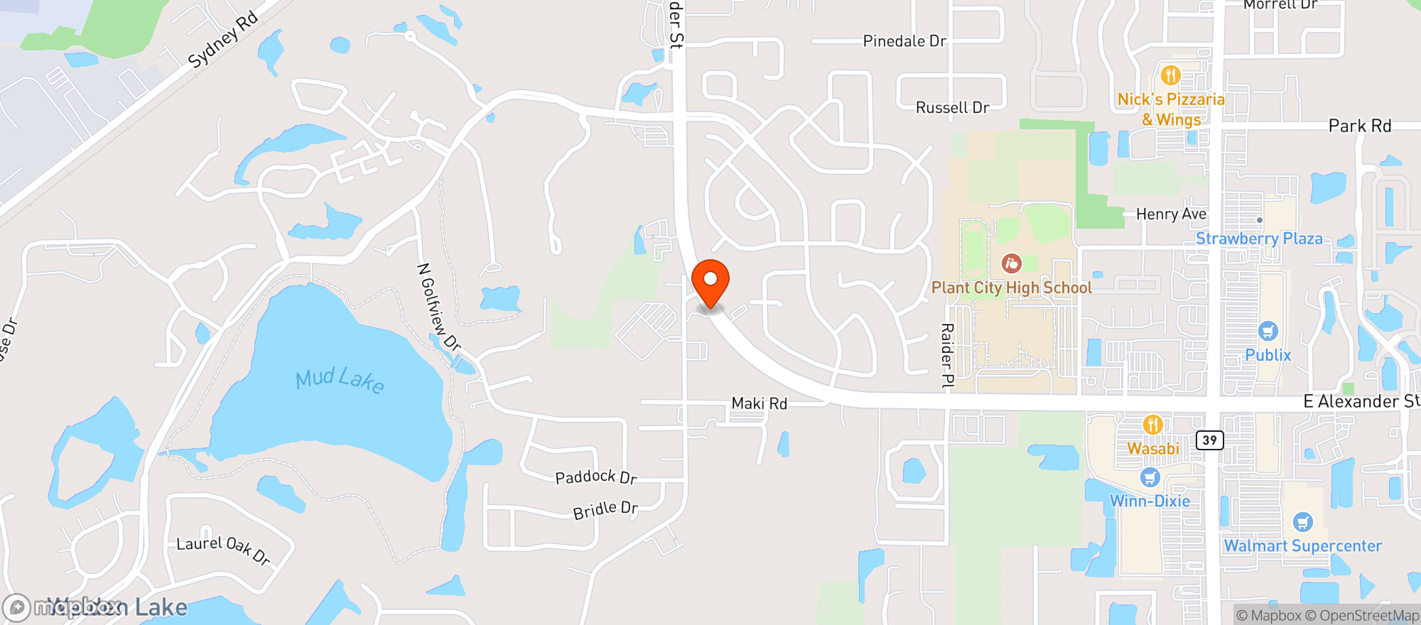 Map showing Mobil Mart