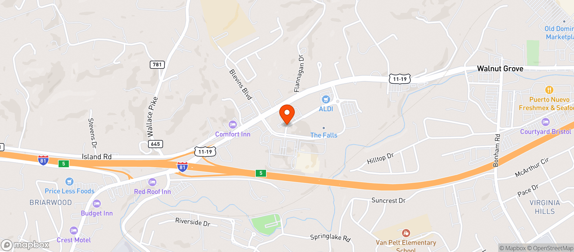 Map showing Texas Roadhouse