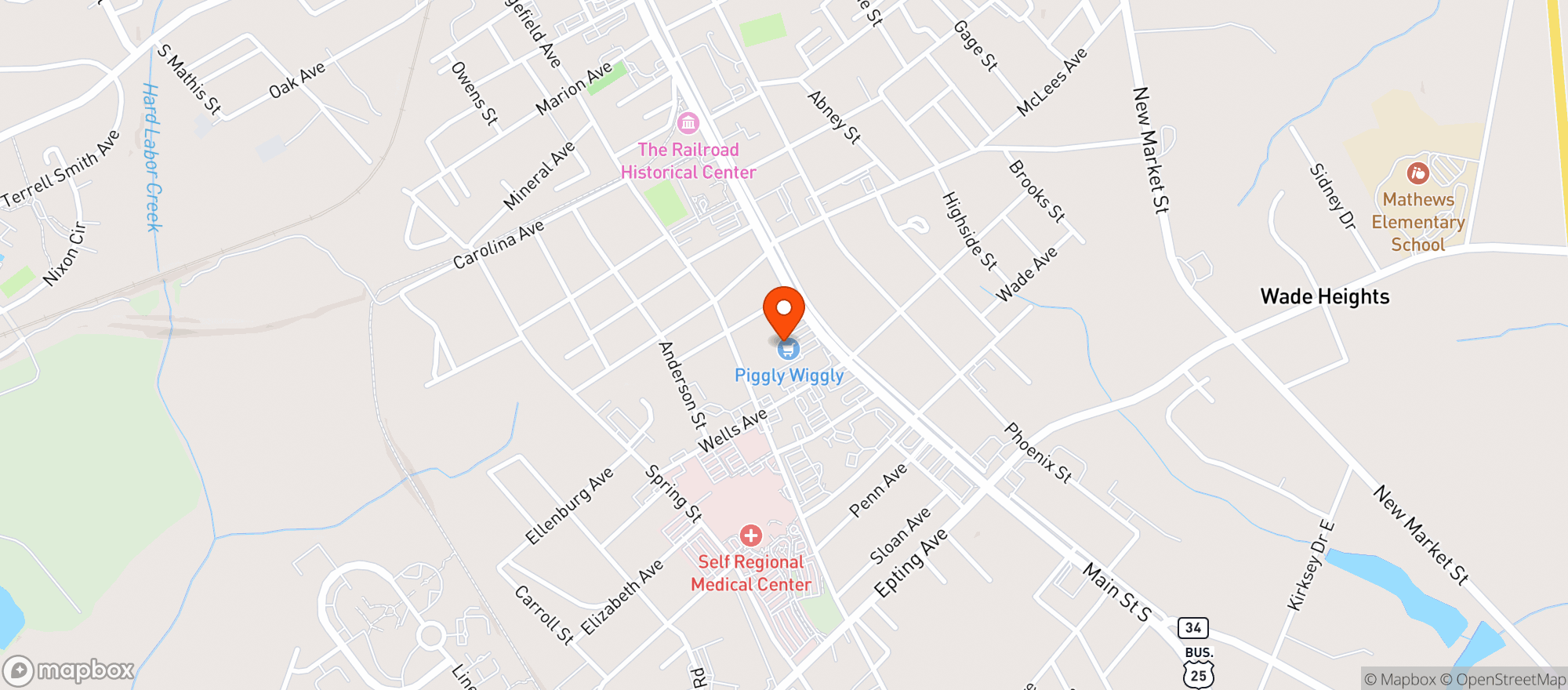Map showing PIGGLY WIGGLY