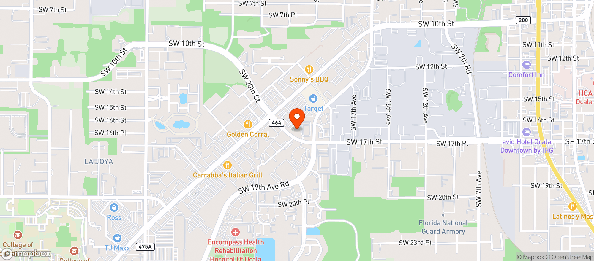 Map showing The Mojo Grill & Catering