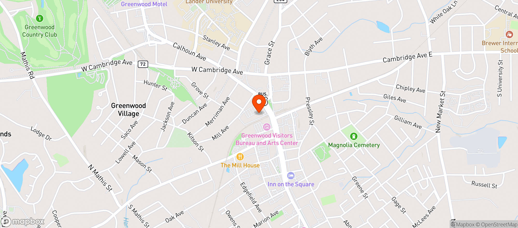 Map showing Montagues Restaurants