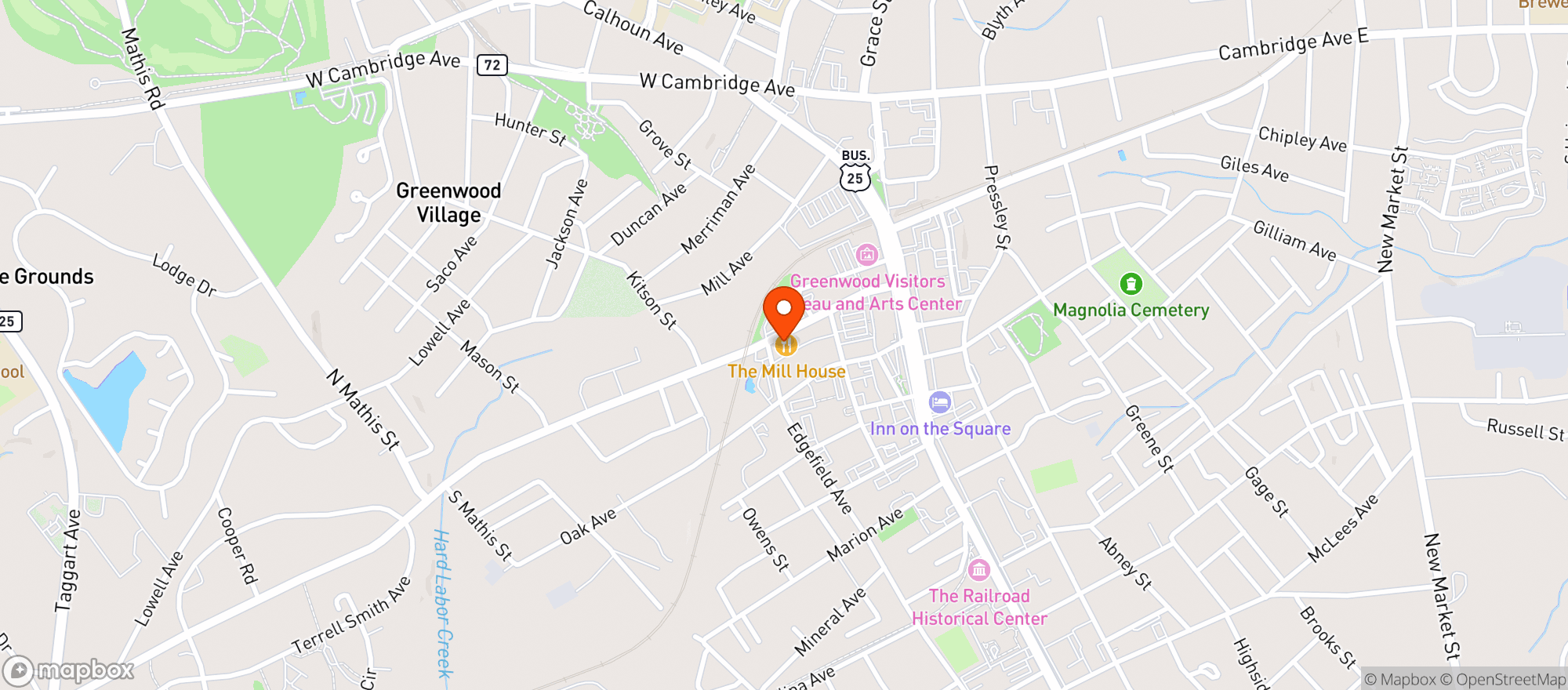 Map showing Mill House Pizza