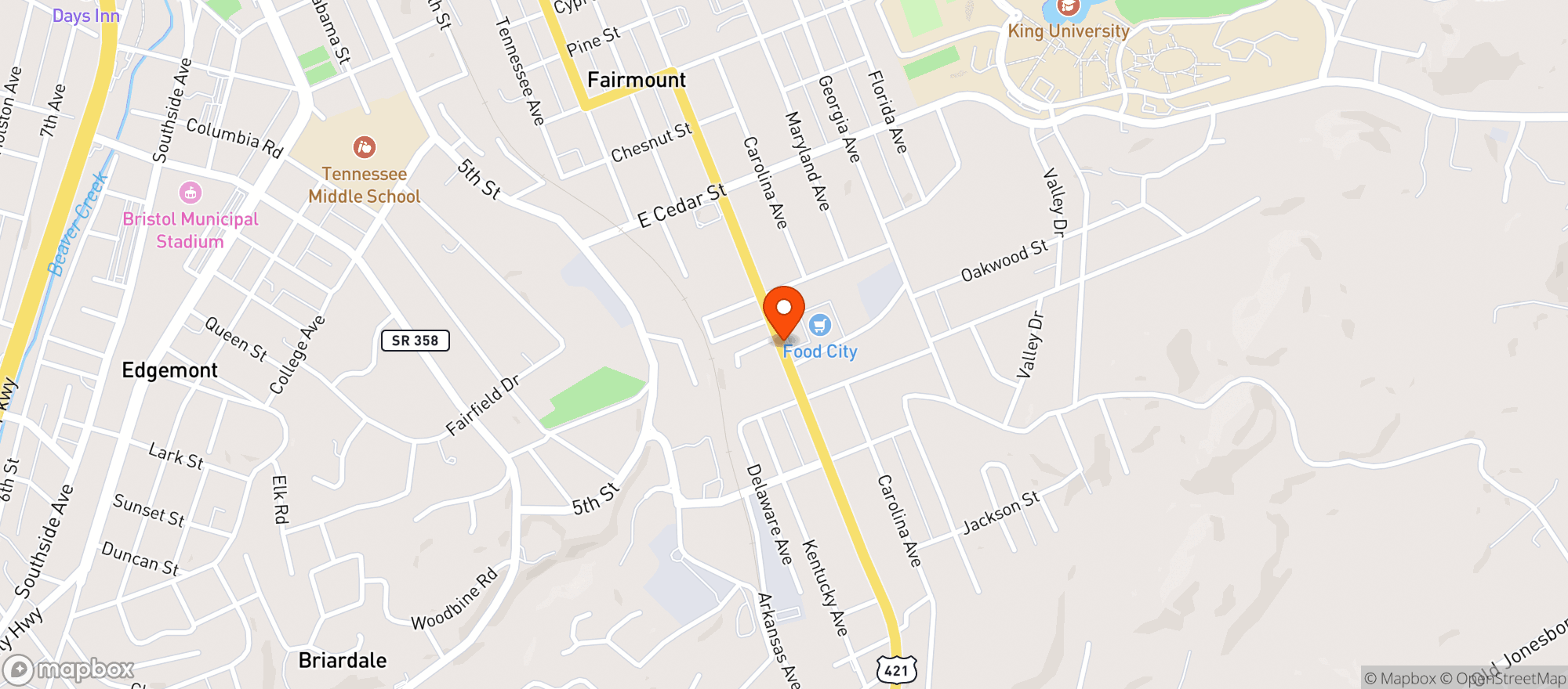 Map showing Food City K Vat