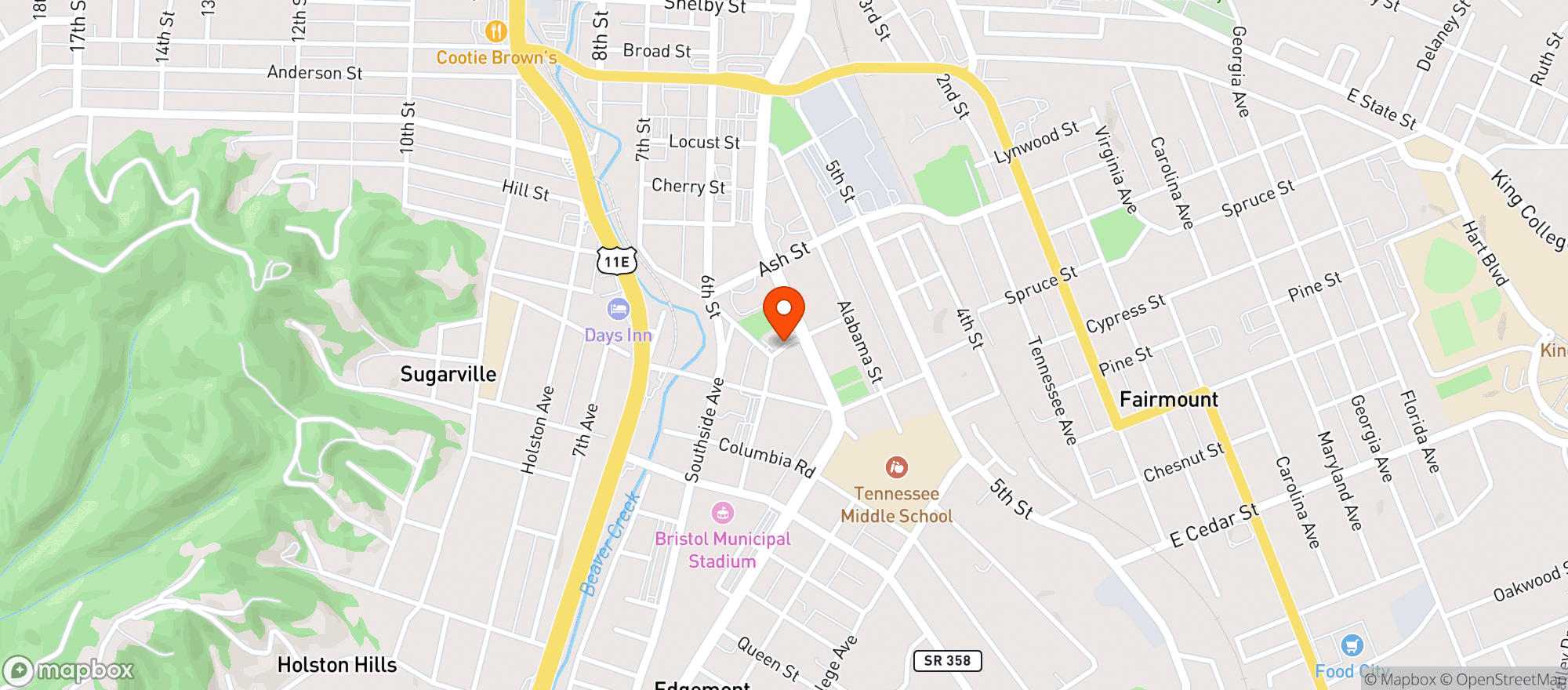 Map showing American Legion