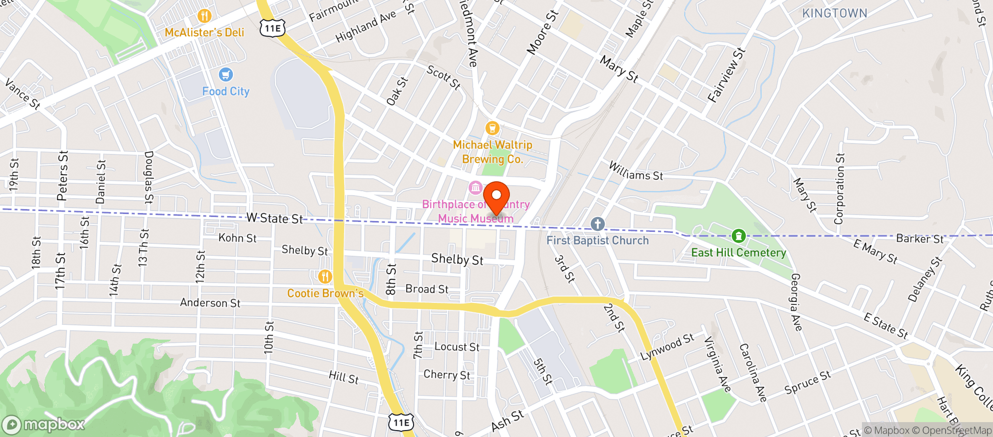 Map showing The Corner