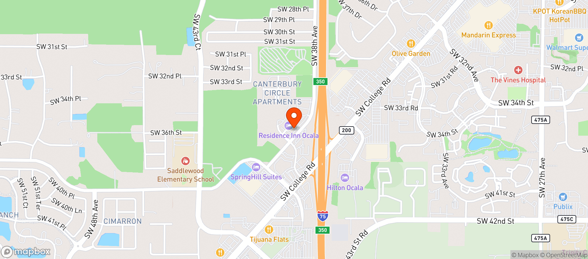 Map showing Residence Inn Ocala