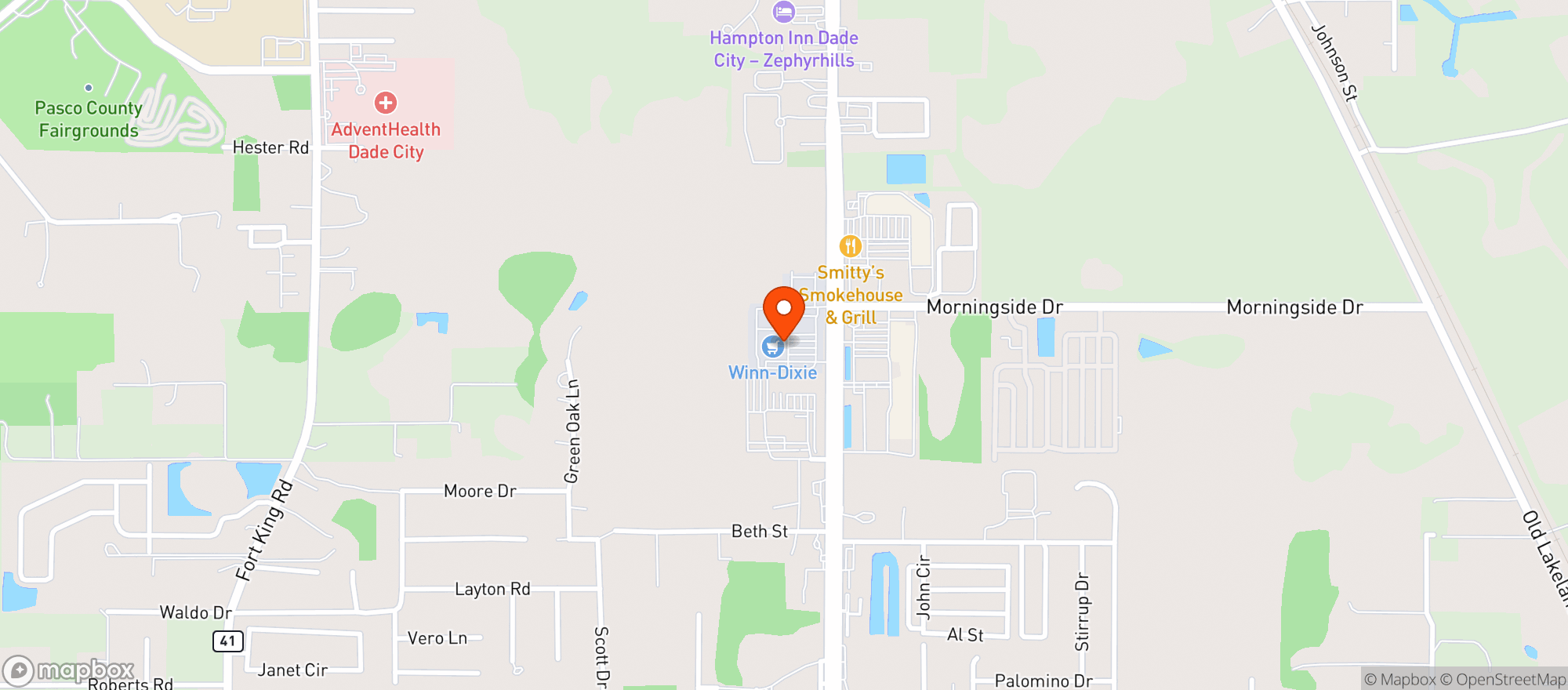 Map showing Winn Dixie 608