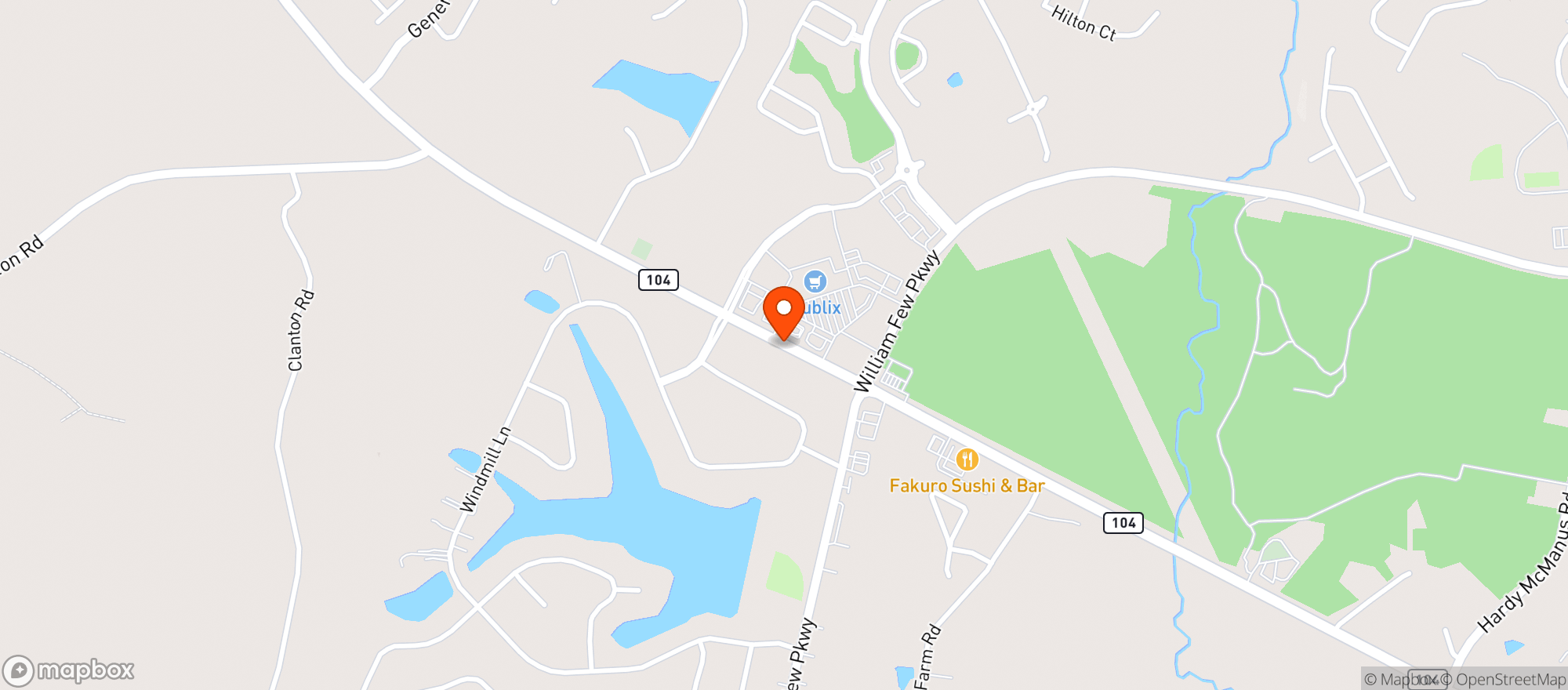 Map showing Woodys Spirits