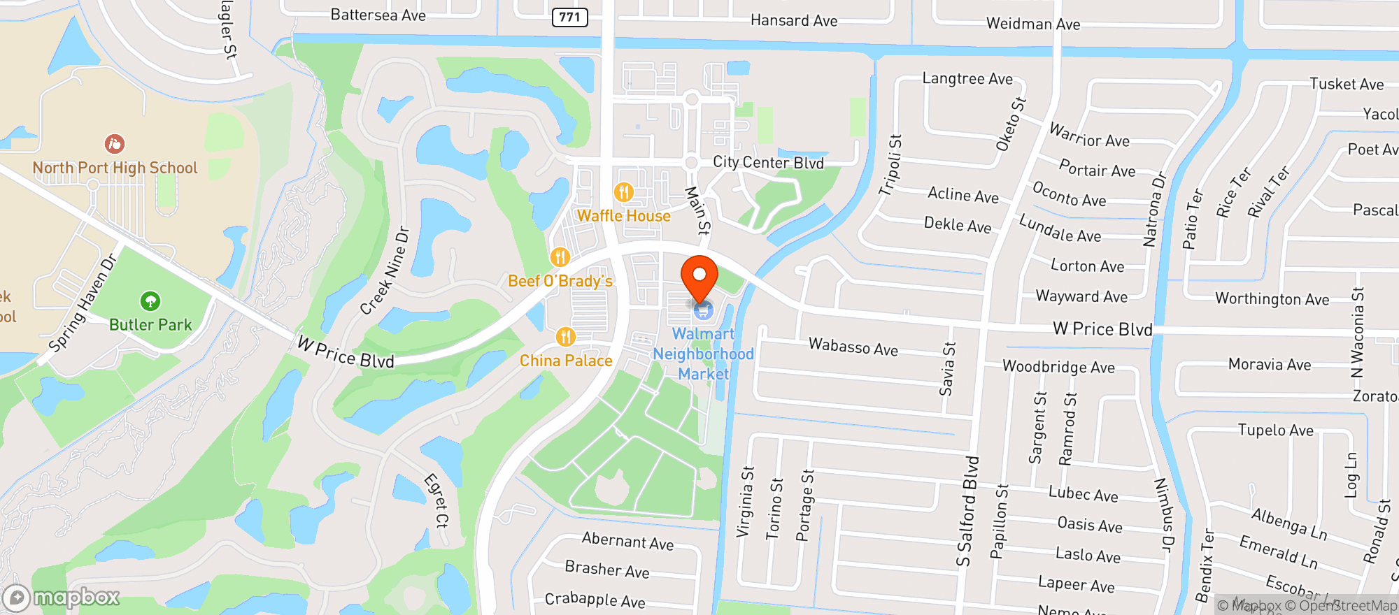 Map showing Walmart Neighborhood Ma #7221