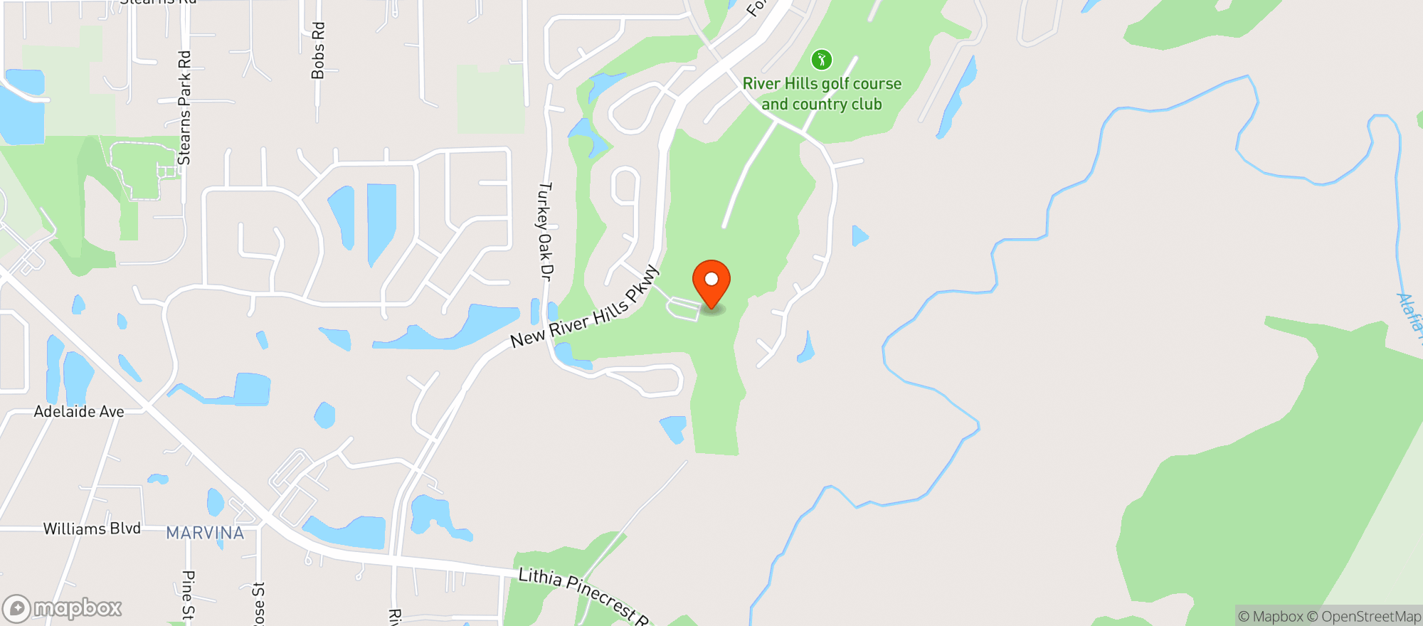 Map showing River Hills Country Club