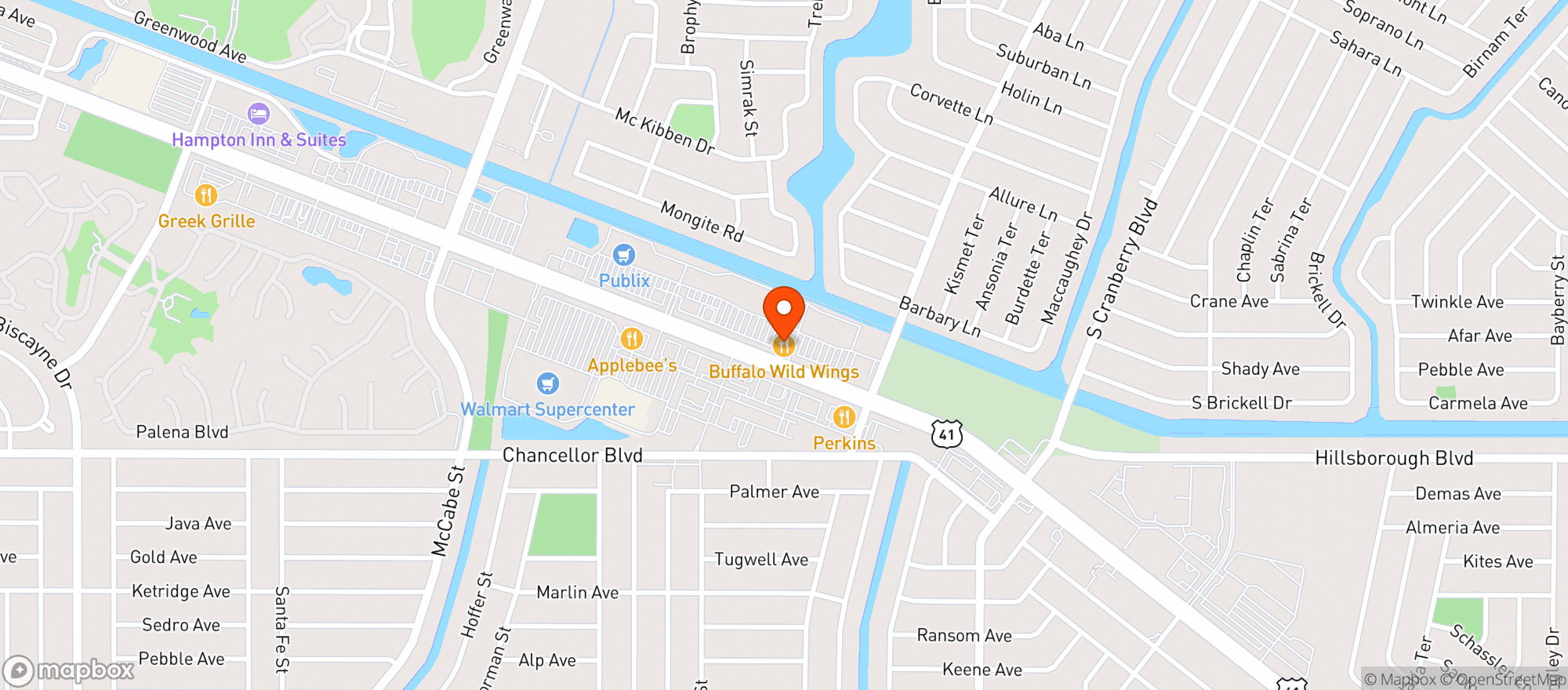 Map showing Buffalo Wild Wings Gril #792