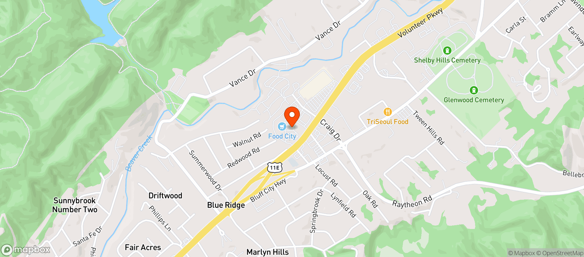 Map showing Food City K Vat