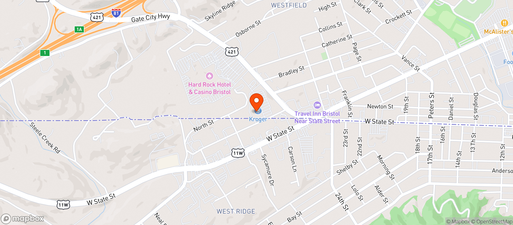Map showing Kroger