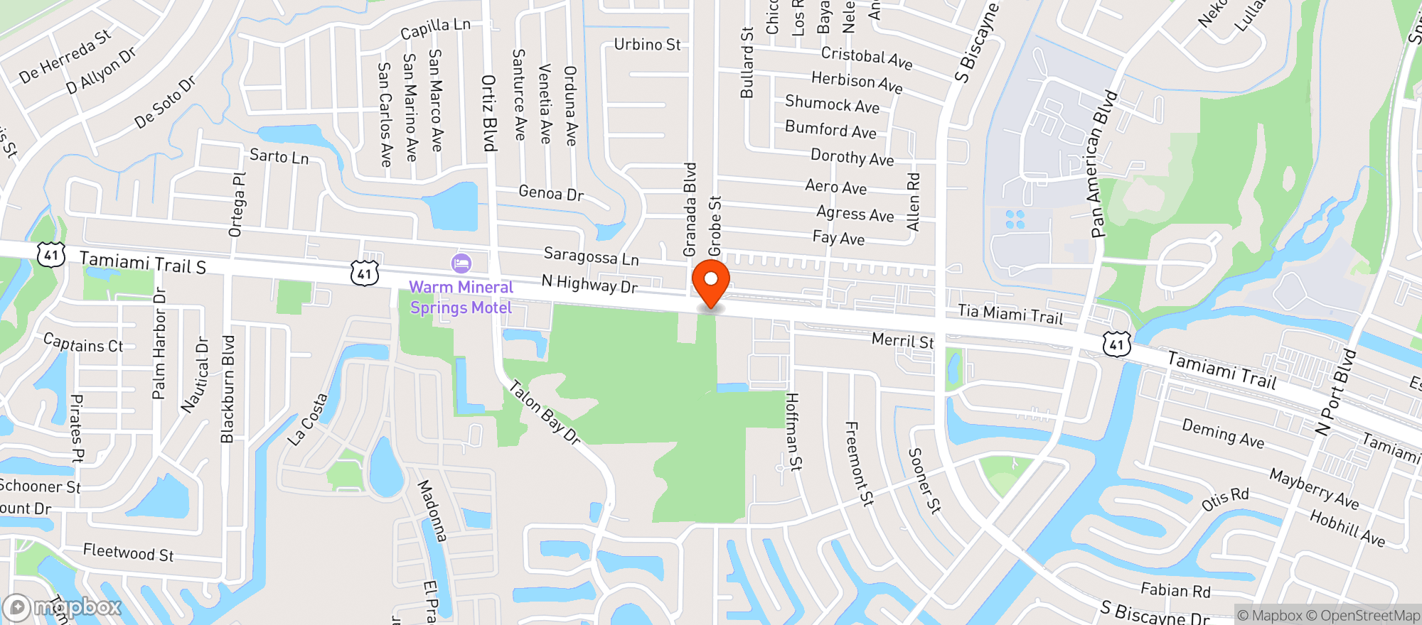 Map showing CIRCLE K (13280 S TAMIAMI TRL)