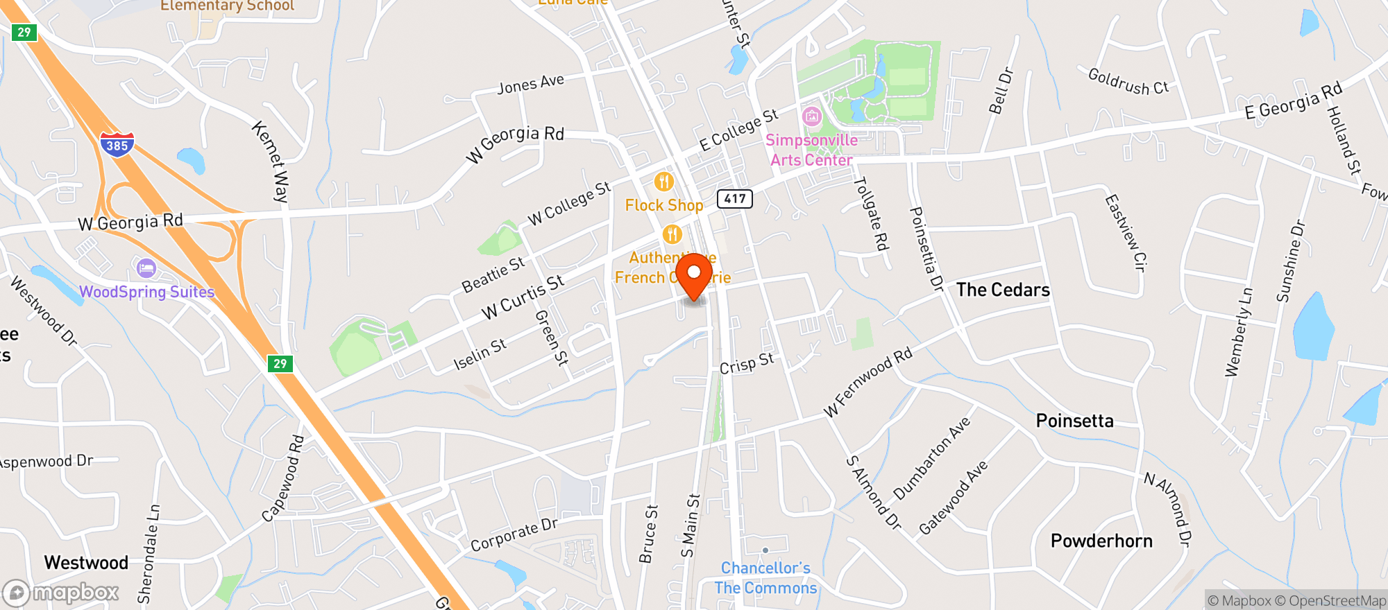 Map showing Anchor Raw Bar - W Trade St (gvl)_2