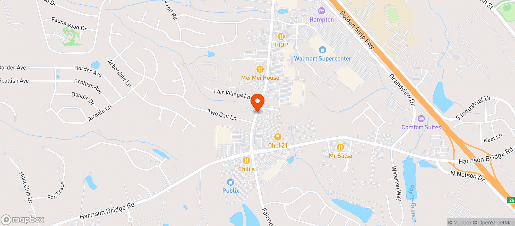 Map showing La Fogata Mexican Restaurant