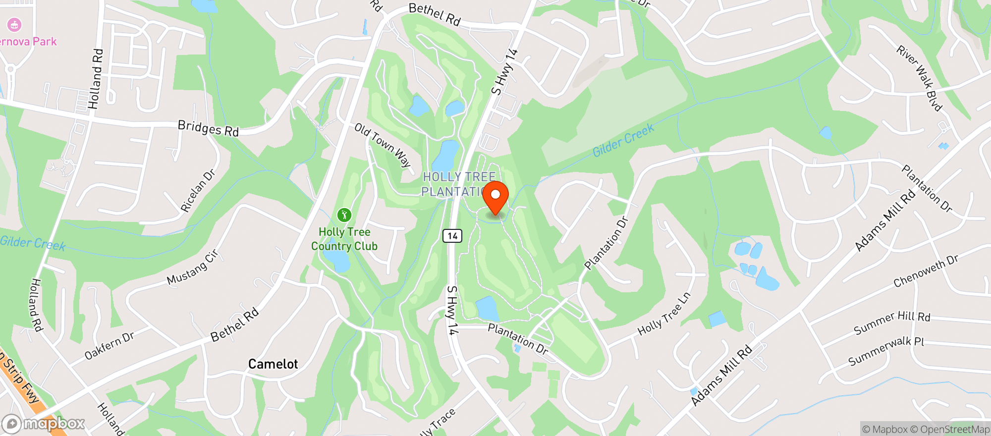 Map showing Holly Tree Country Club