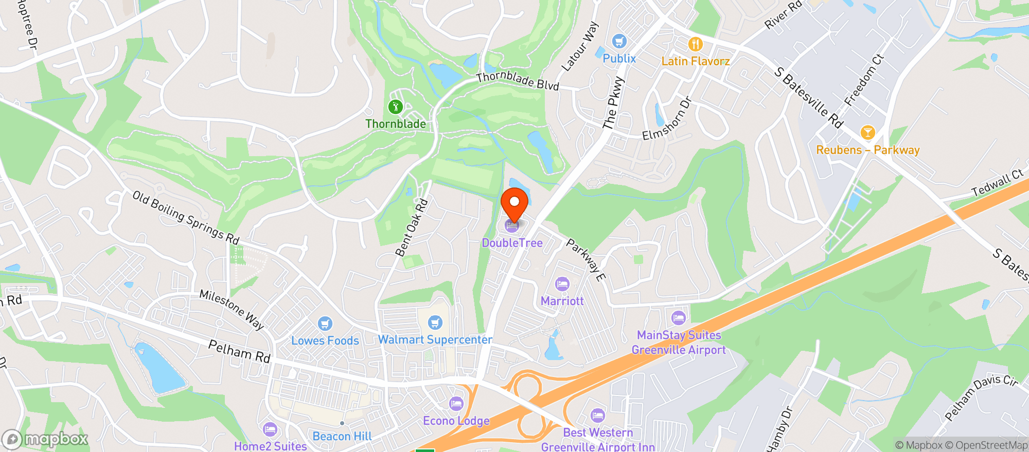 Map showing Doubletree By Hilton Greenville Air