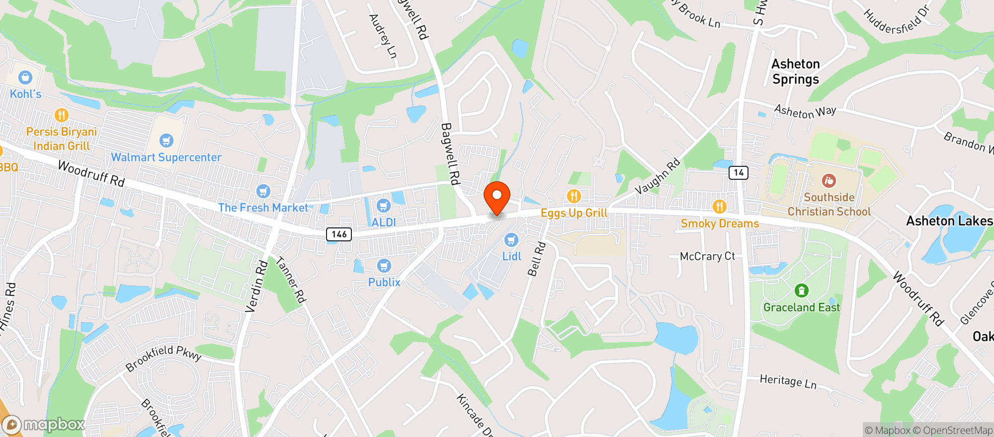 Map showing Sabroso Mexican Grille