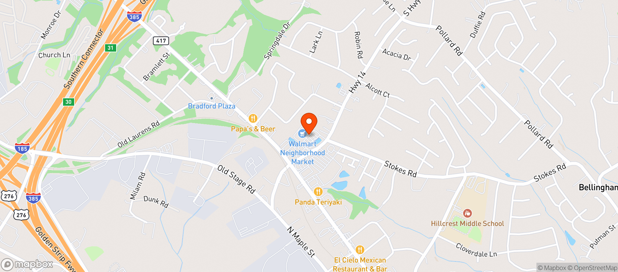 Map showing Walmart Neighborhood Market