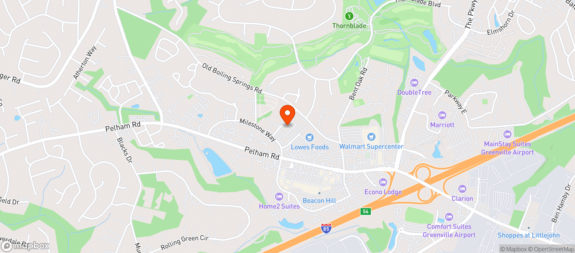 Map showing Bottles - Greenville