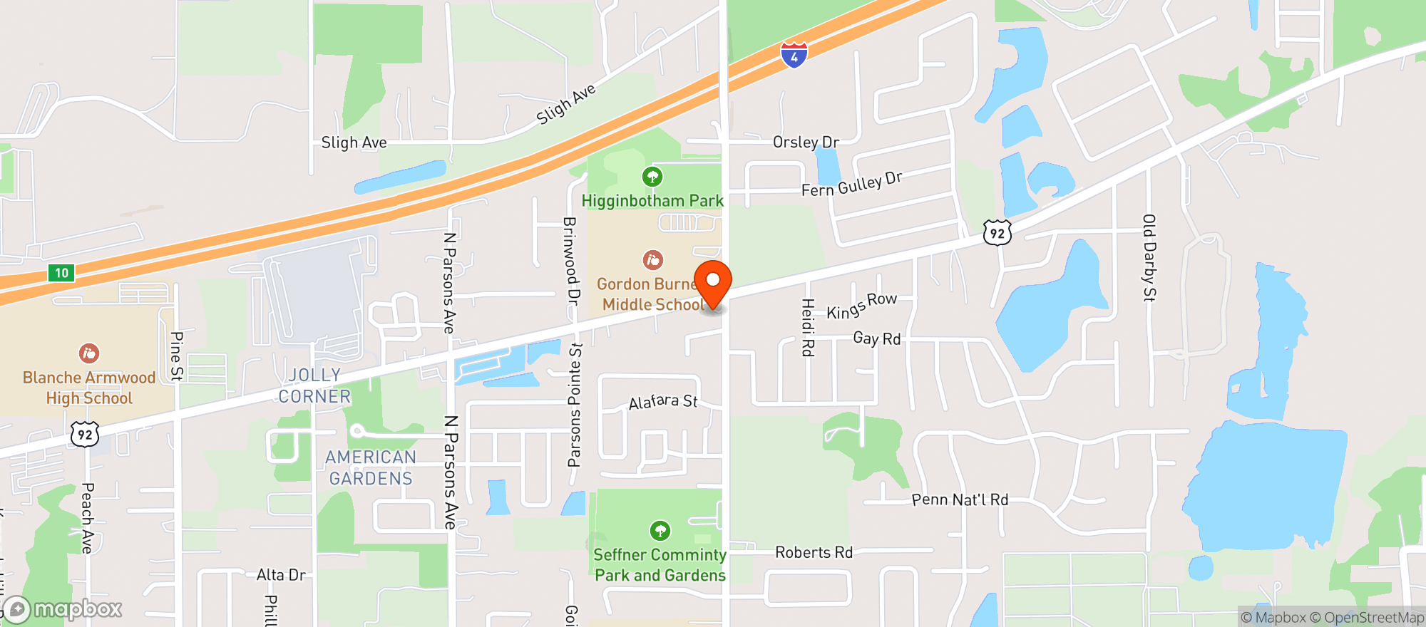 Map showing Us 92 Food Mart-seffner