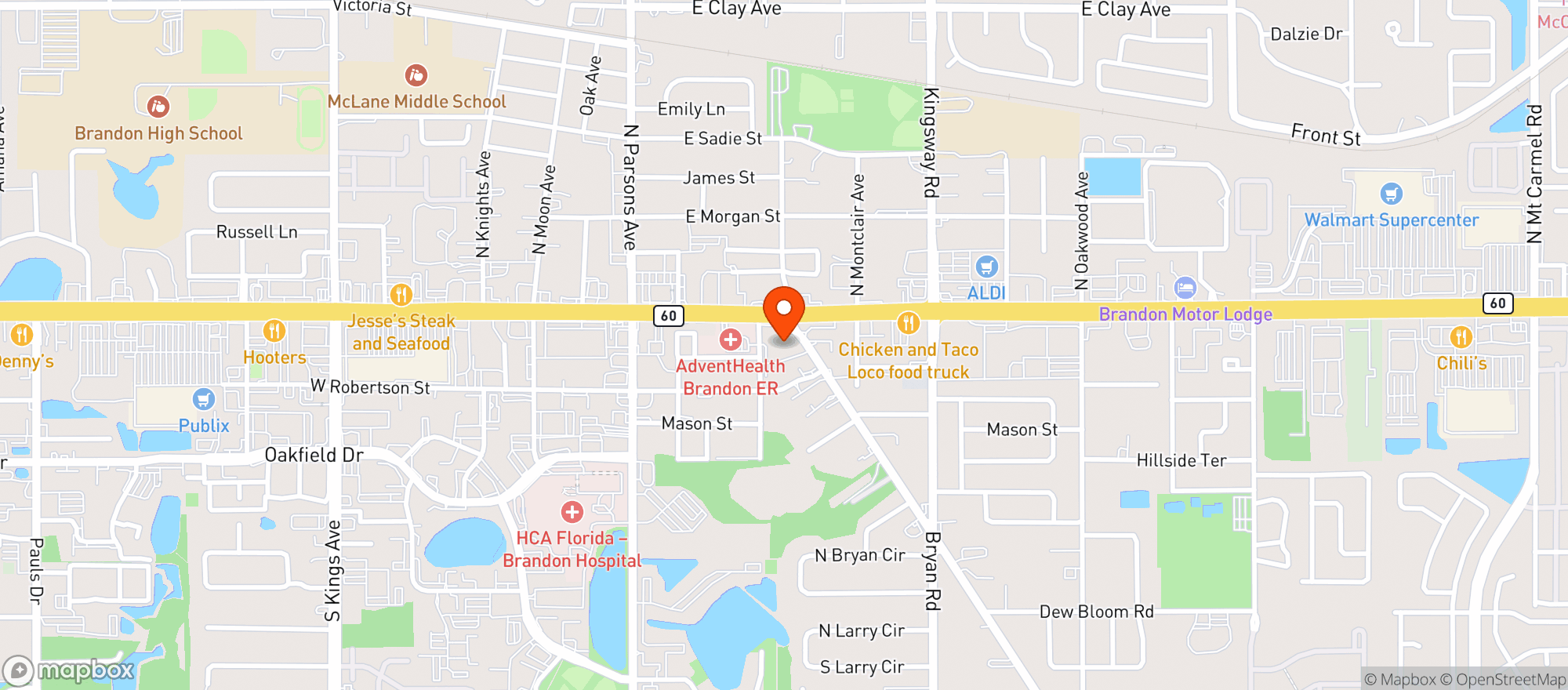 Map showing (b) Keiths Oaks Bar&grill