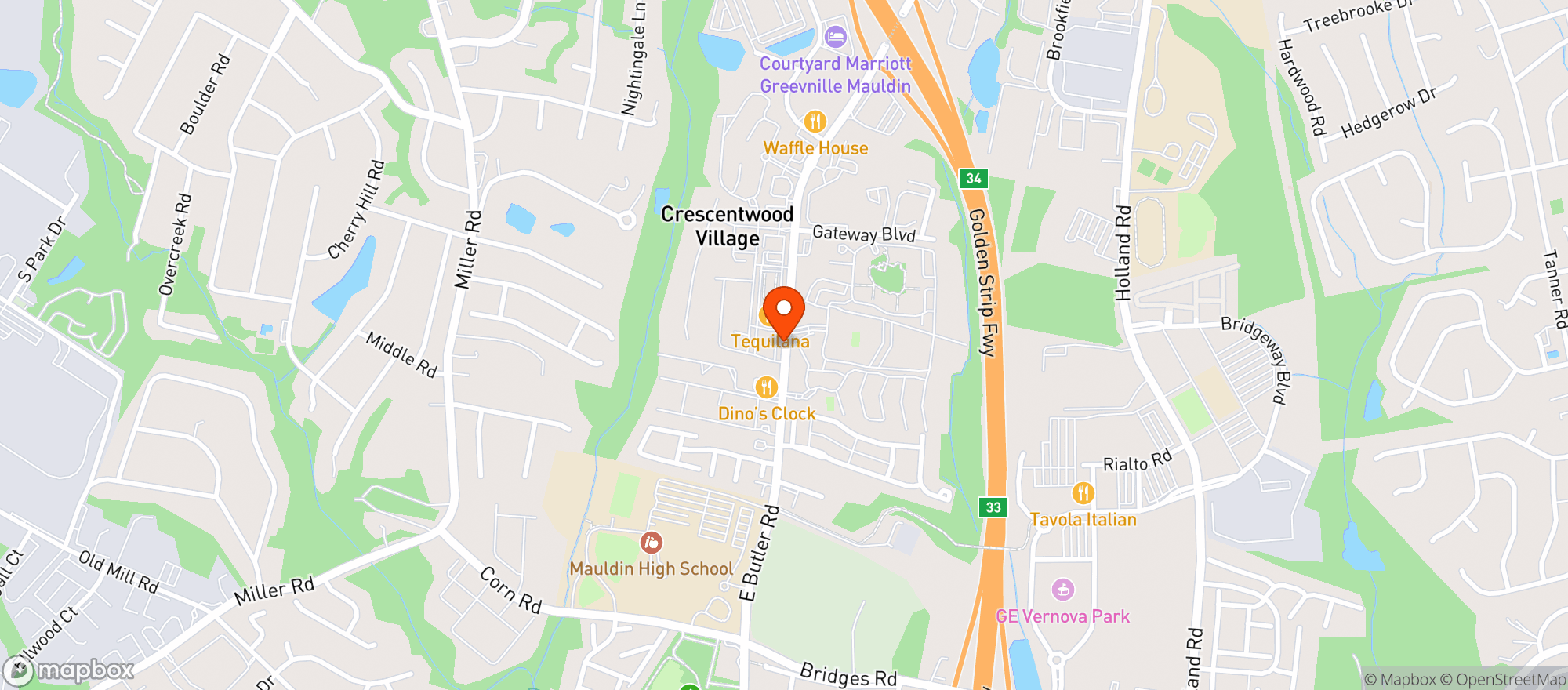 Map showing Morettis Pizzeria & Bar