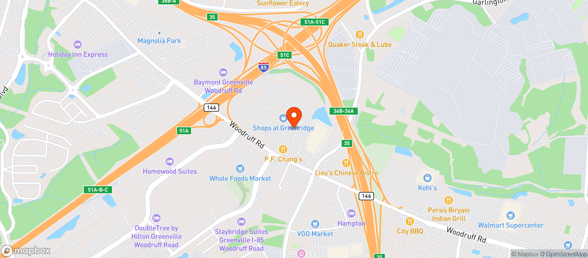 Map showing World Market Greenville