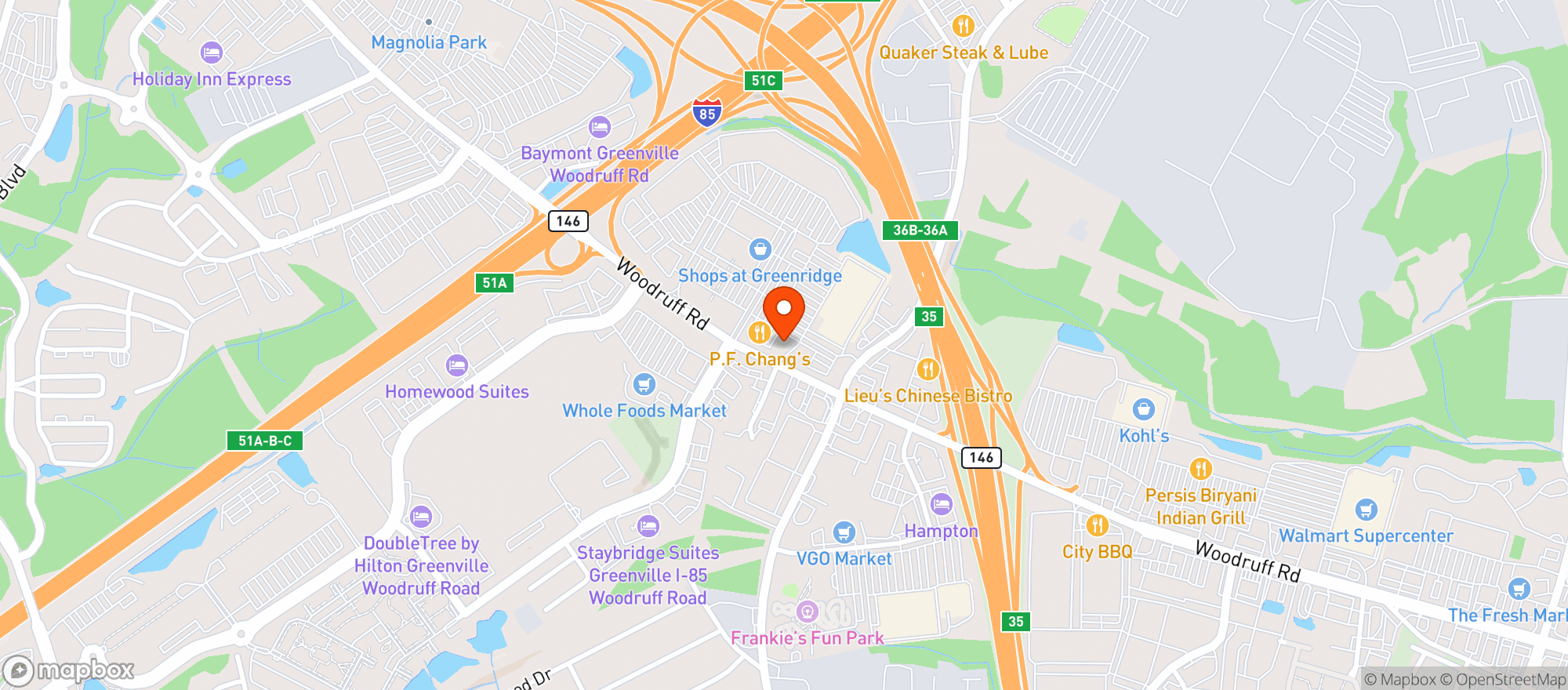 Map showing Vitamin Shoppe - Greenville