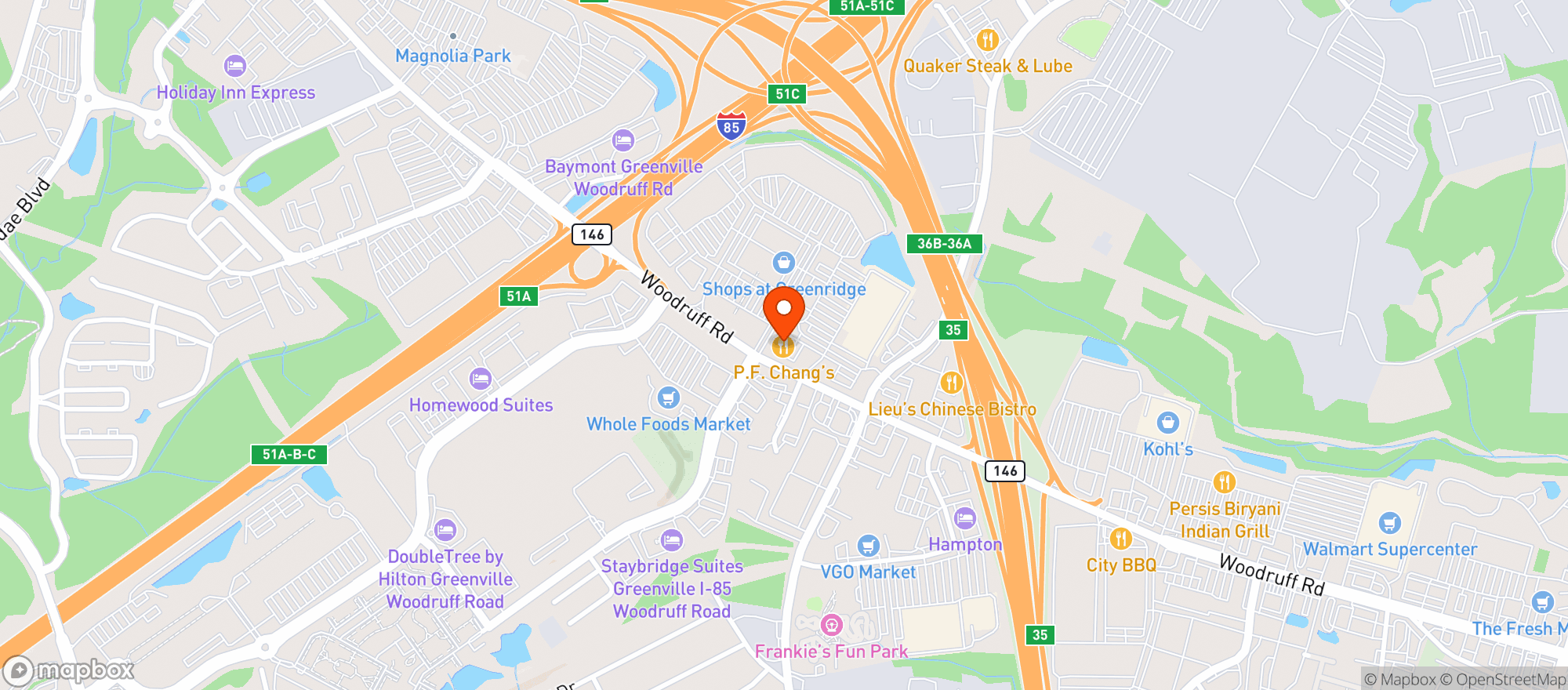 Map showing P F Changs China Bistro #9803