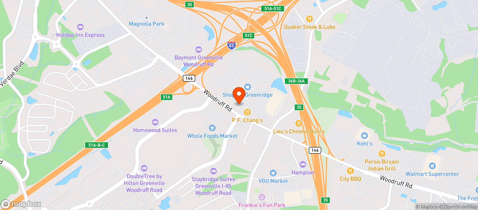 Map showing Total Wine - Greenville