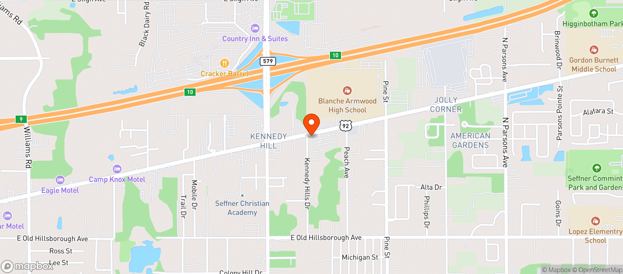 Map showing Kennedy Hill Pub