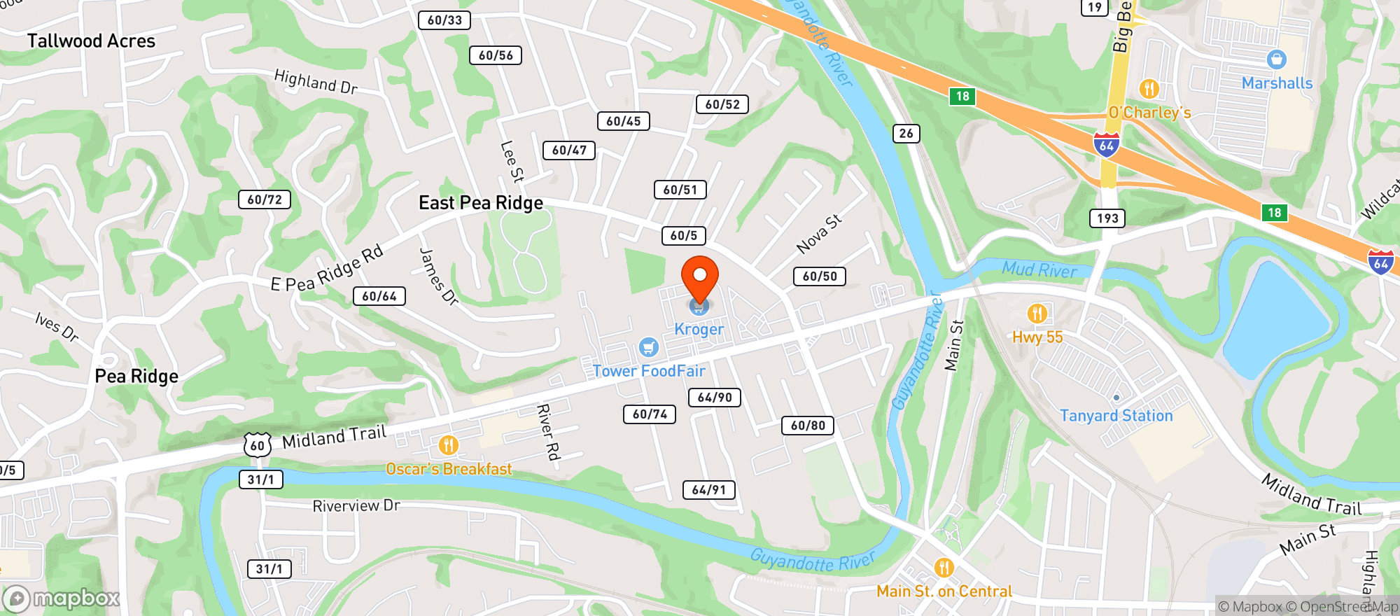 Map showing Kroger