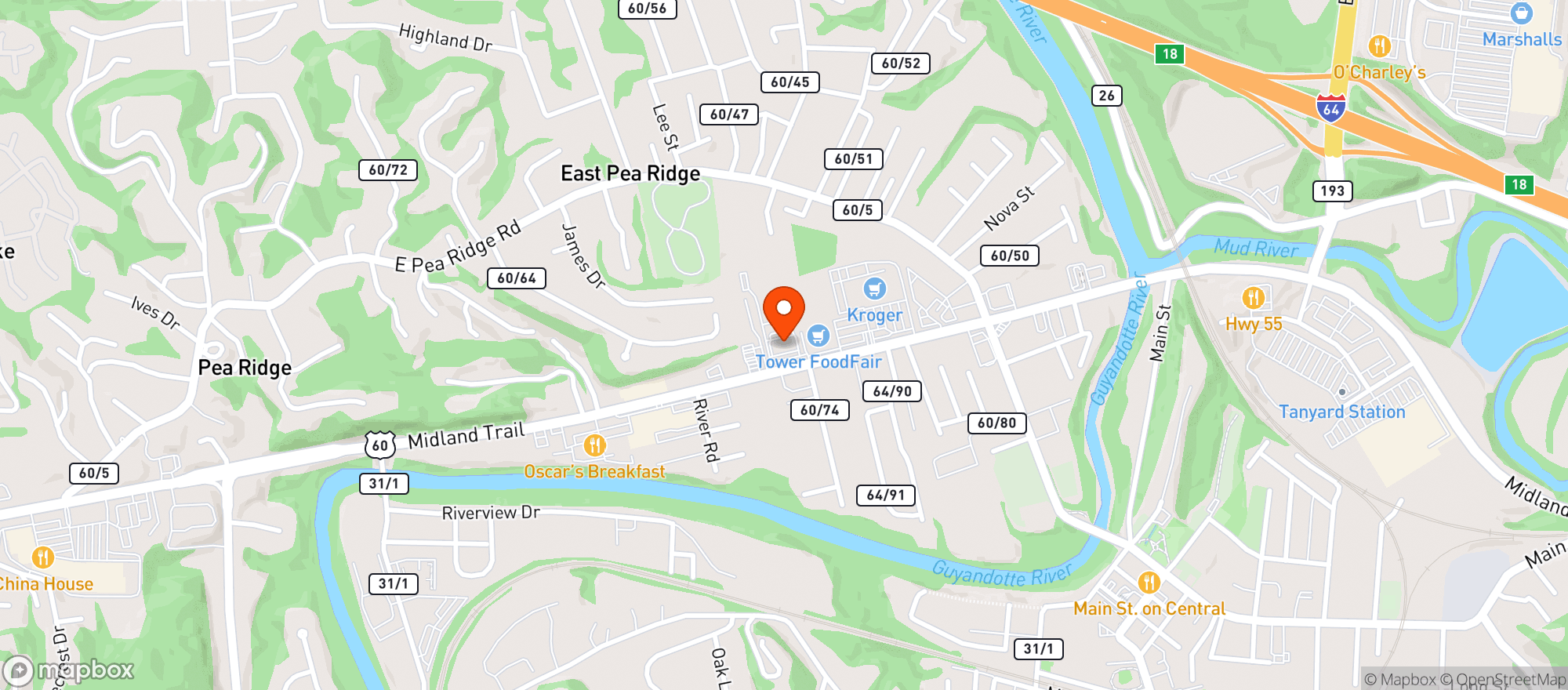 Map showing Rocas Sports Bar & Grill