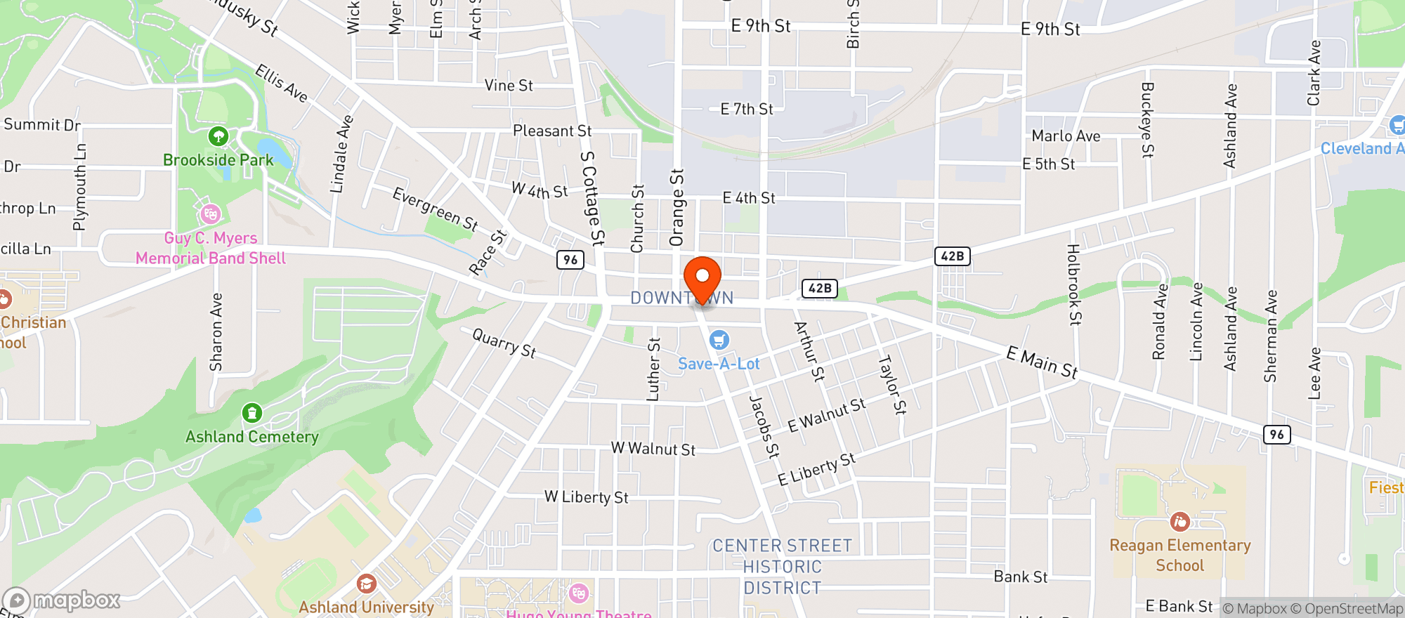 Map showing Ashland Drive Thru