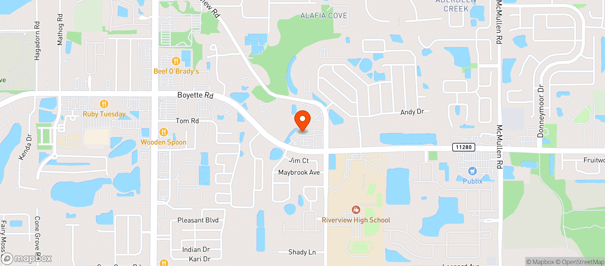 Map showing Leaven Brewing Co.
