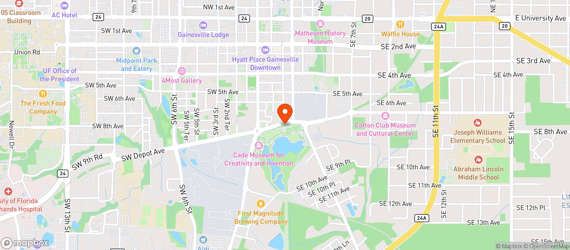 Map showing Pop A Top/The Depot