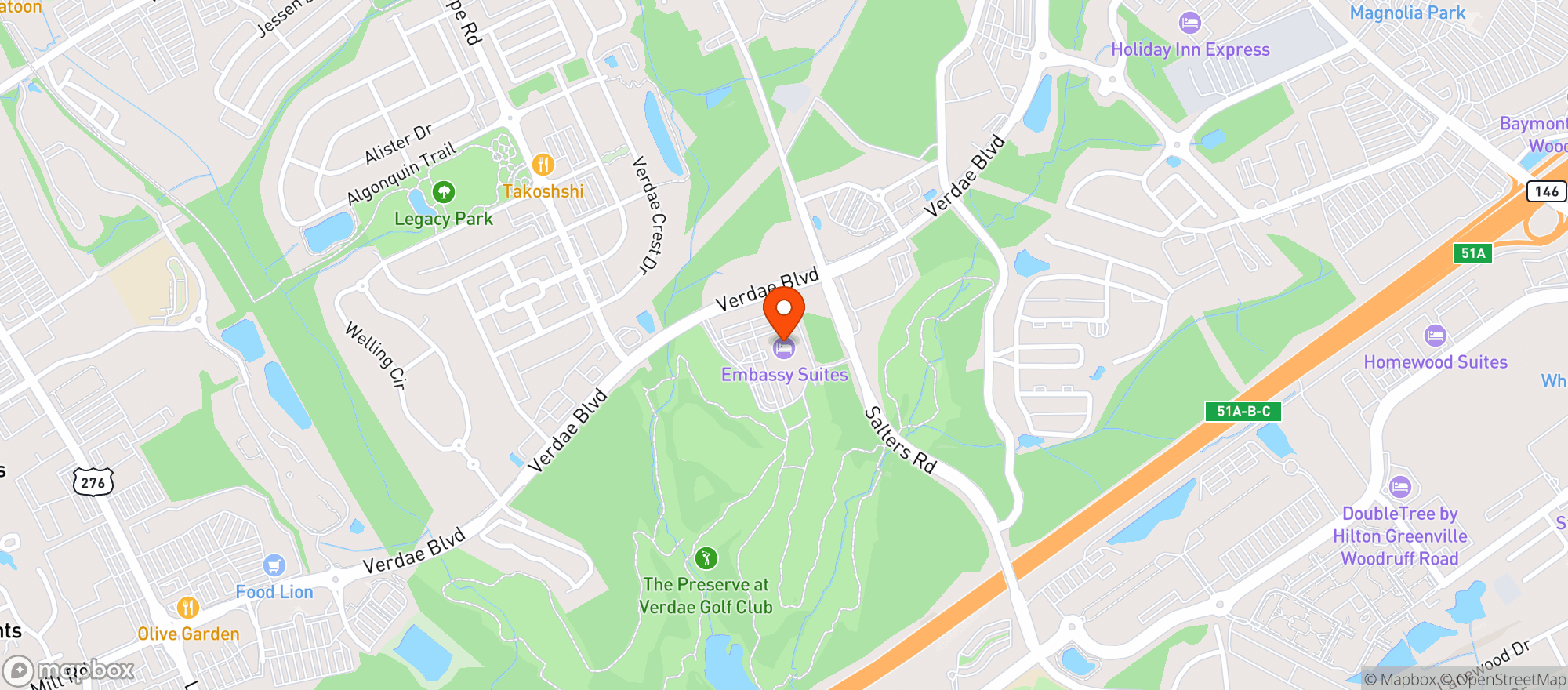 Map showing Embassy Suites