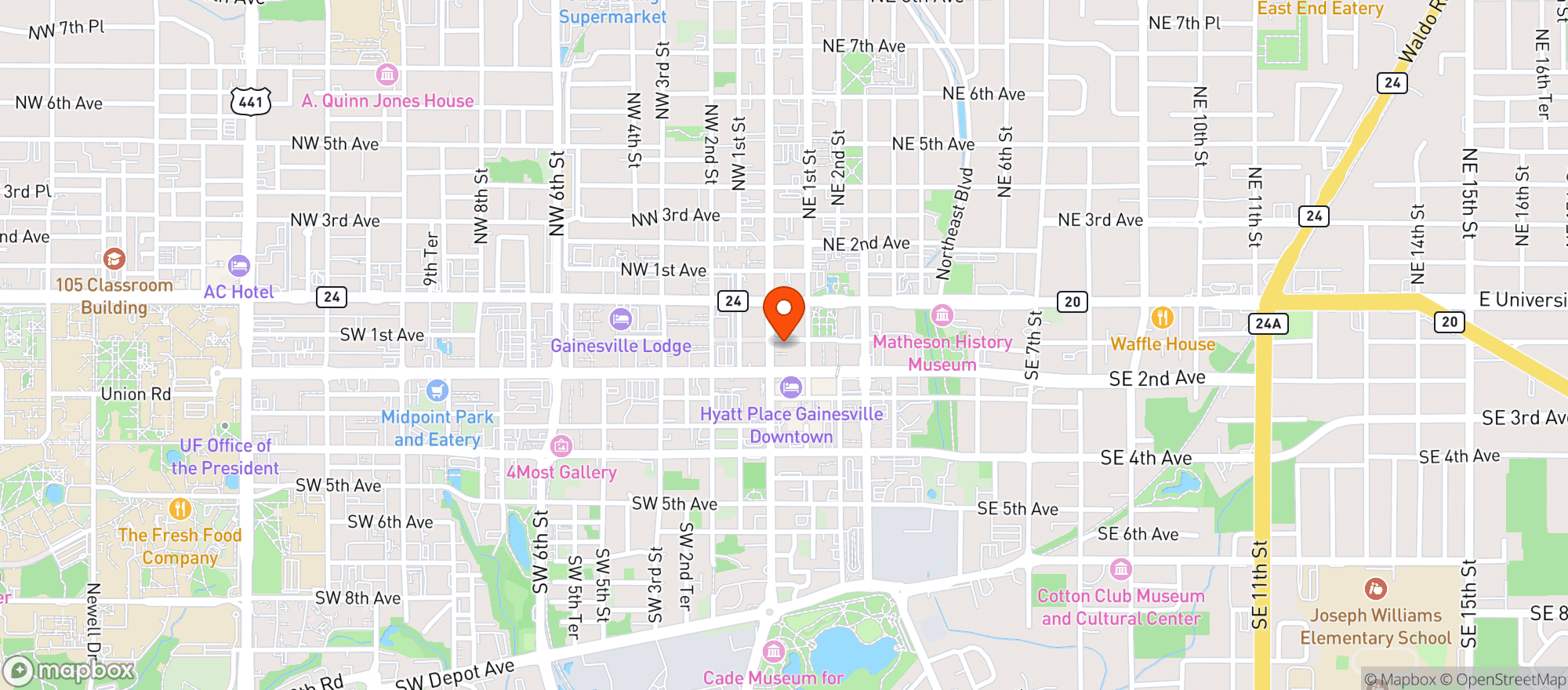 Map showing Burrito Factory & Cantina