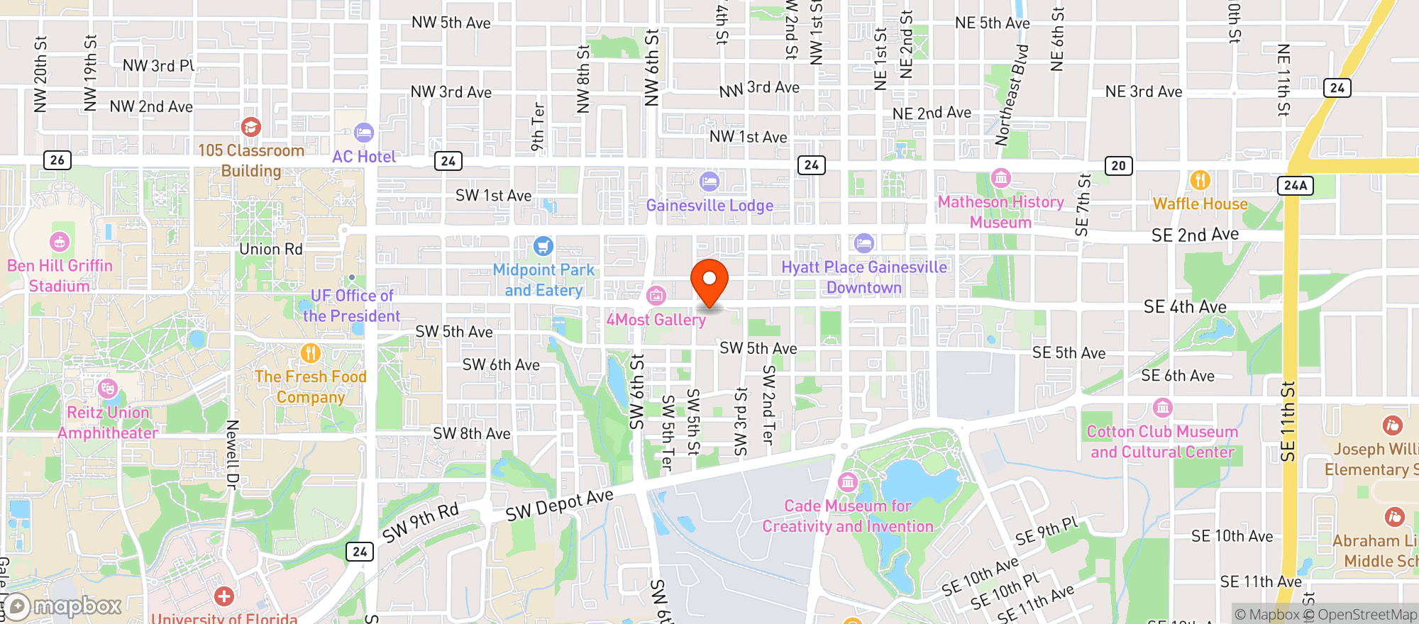Map showing Squarehouse Pizza