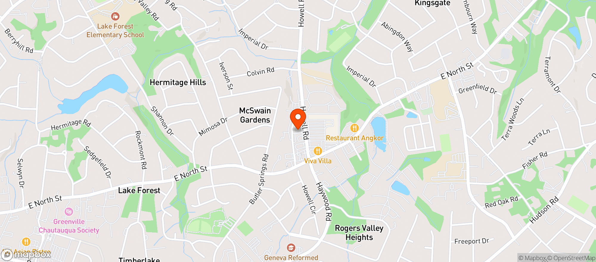 Map showing Eastside Bar & Grill